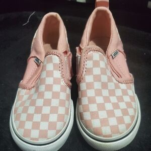 Vans Kids Pink Checkered Slip-On Shoes